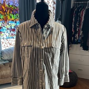 Rafaella Black and White Striped Shirt